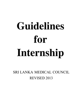 Guidelines For Internship (Medical Officers)