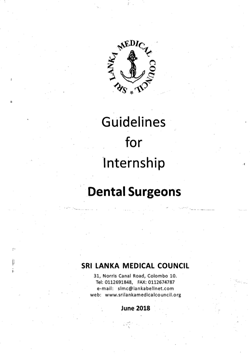Guidelines for Internship (Dental Surgeons)